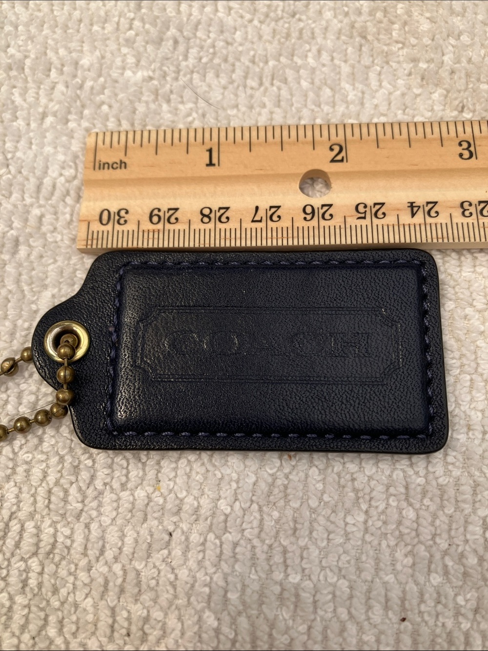 Coach Navy Blue Leather Hang Tag 2-1/2x1-1/2 - Picture 3 of 3